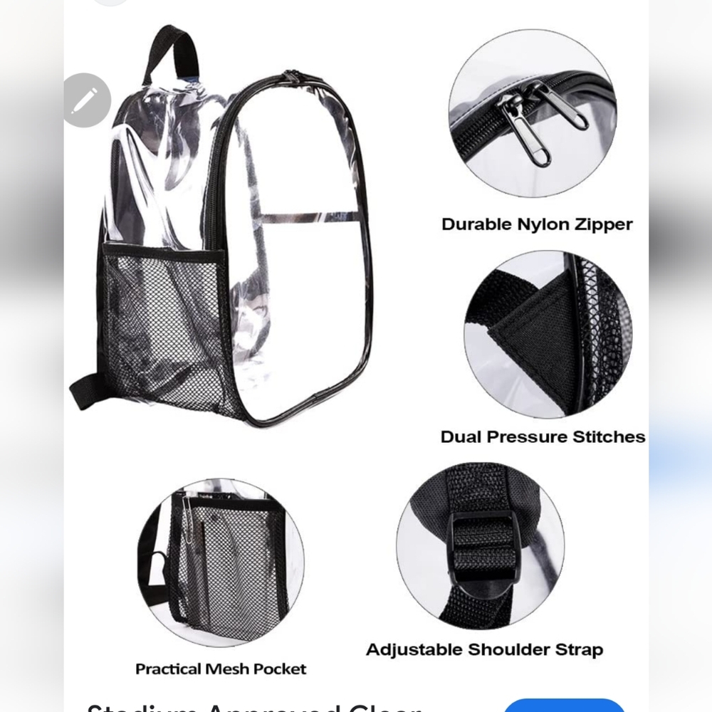 Stadium Approved Clear Mini Backpack Heavy Duty T… - image 1